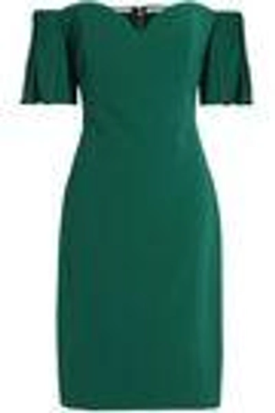 Shop Badgley Mischka Off-the-shoulder Cady Dress In Emerald