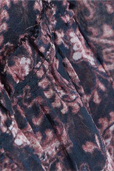 Shop Joie Shawnita Ruffled Printed Silk-chiffon Blouse In Navy