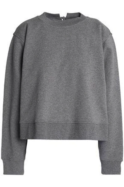 Shop Alexander Wang T Alexanderwang.t Woman Cutout Mélange Cotton-terry Sweatshirt Dark Gray