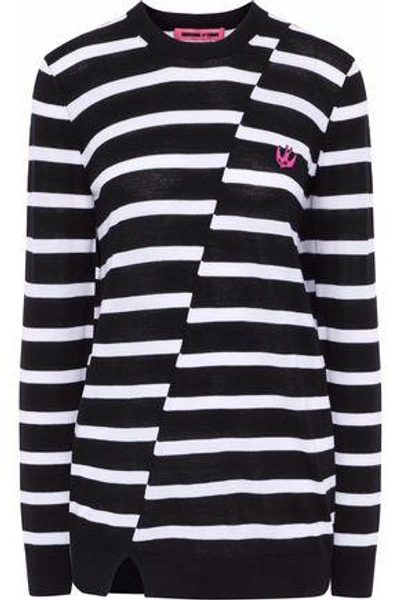Shop Mcq By Alexander Mcqueen Woman Appliquéd Striped Wool Sweater Black