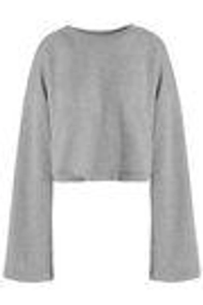 Shop Alexander Wang T Tie-back Cropped Cotton-blend Terry Top In Gray