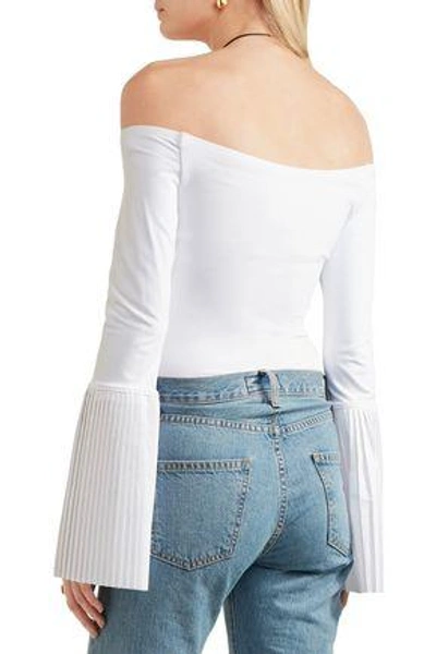 Shop Alix Woman Bennet Off-the-shoulder Stretch-jersey Bodysuit White