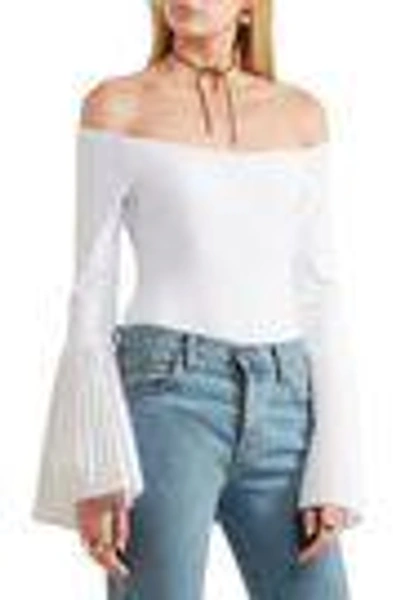 Shop Alix Woman Bennet Off-the-shoulder Stretch-jersey Bodysuit White