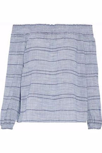 Shop Rag & Bone Woman Drew Off-the-shoulder Striped Cotton Top Light Blue