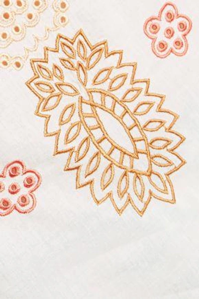 Shop Antik Batik Ruffle-trimmed Embroidered Cotton-gauze Top In White