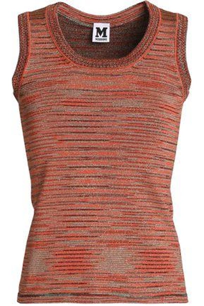 Shop M Missoni Woman Metallic Stretch-knit Top Orange