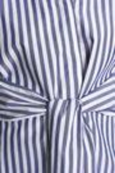 Shop Alexander Wang T Woman Tie-front Striped Cotton-poplin Shirt Blue