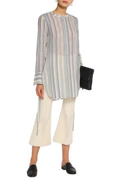 Shop Theory Embroidered Cotton And Silk-blend Gauze Tunic In Ecru