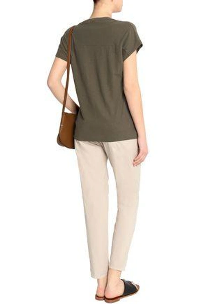 Shop James Perse Woman Cotton And Linen-blend Slub Jersey Top Army Green