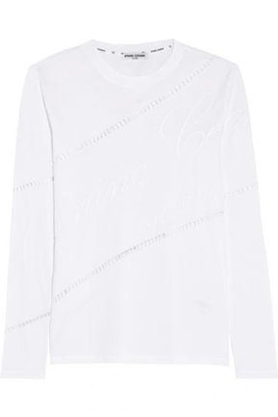 Shop Opening Ceremony Woman Cutout Embroidered Cotton-jersey Top White