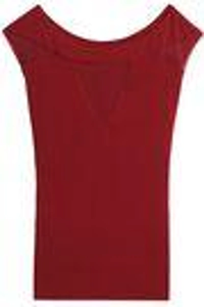 Shop Bailey44 Woman Mesh-paneled Stretch-jersey Top Crimson