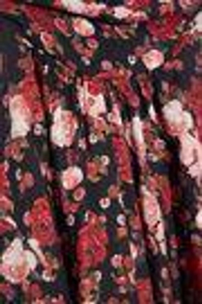 Shop Mother Of Pearl Woman Gathered Floral-print Twill Turtleneck Top Crimson