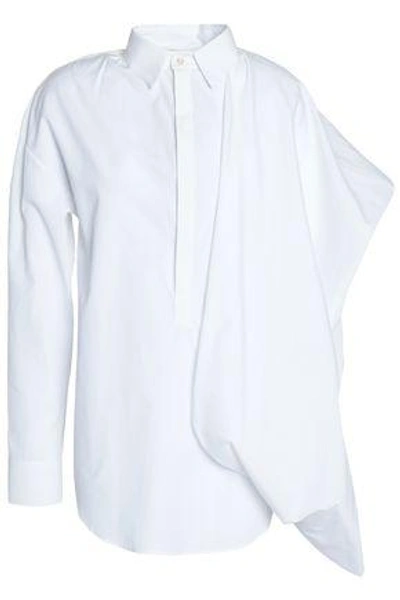 Shop Chalayan Woman Asymmetric Draped Cotton-poplin Shirt White
