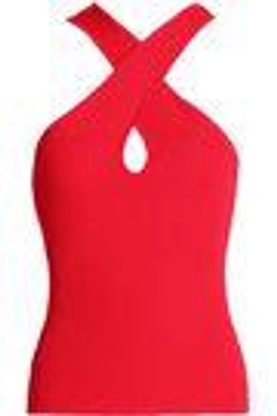 Shop Bailey44 Woman Crossover Ribbed-knit Top Red