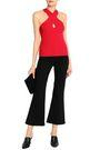 Shop Bailey44 Woman Crossover Ribbed-knit Top Red