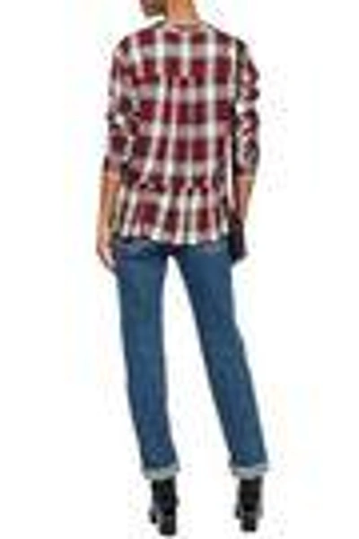 Shop Splendid Woman Checked Flannel Peplum Shirt Red