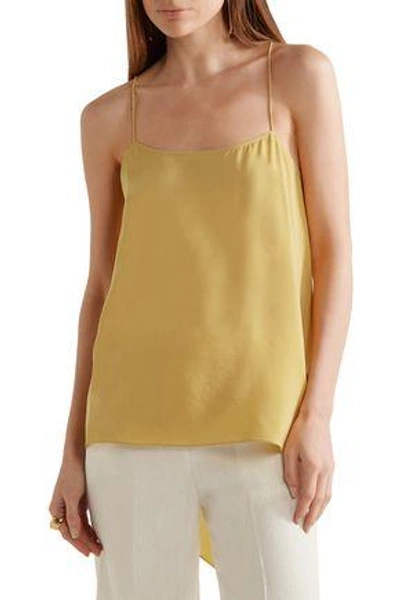 Shop Theory Woman Asymmetric Draped Washed-silk Camisole Mustard