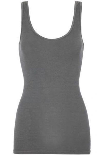 Shop Enza Costa Woman Ribbed Stretch-knit Tank Anthracite