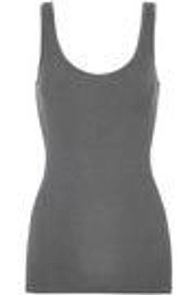 Shop Enza Costa Woman Ribbed Stretch-knit Tank Anthracite