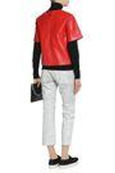 Shop Msgm Woman Faux Leather Top Red