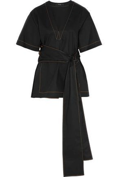 Shop Ellery Woman Belted Cotton-twill Top Black