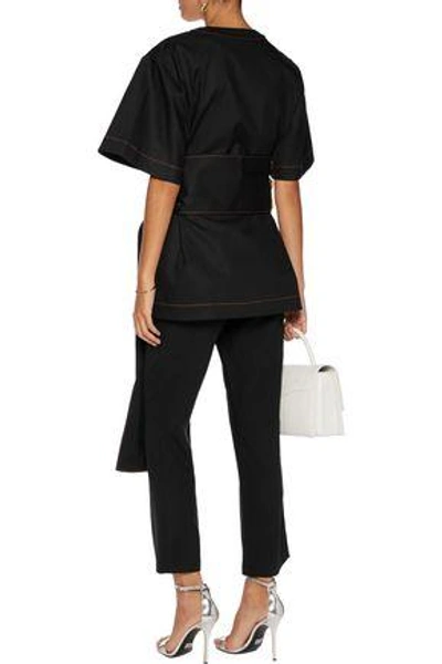 Shop Ellery Woman Belted Cotton-twill Top Black