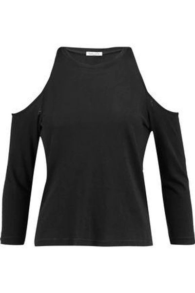 Shop Splendid Woman Cold-shoulder Cotton And Modal-blend Jersey Top Black