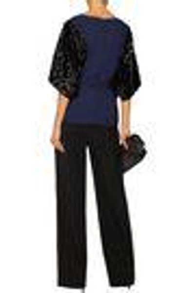 Shop By Malene Birger Woman Glam Sequin-paneled Cady Top Midnight Blue