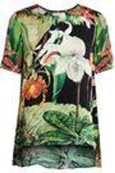 Shop Adam Lippes Woman Printed Silk Top Green