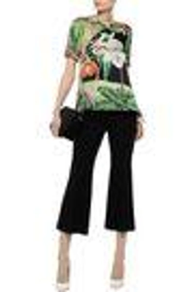 Shop Adam Lippes Woman Printed Silk Top Green