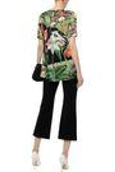 Shop Adam Lippes Woman Printed Silk Top Green