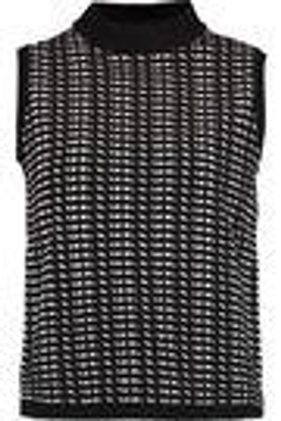 Shop M Missoni Woman Printed Crochet-knit Cotton-blend Top Black