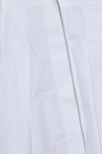 Shop Antonio Berardi Layered Pleated Cotton-poplin Top In White
