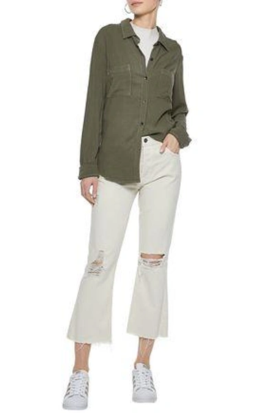 Shop Splendid Woman Crepe Shirt Army Green