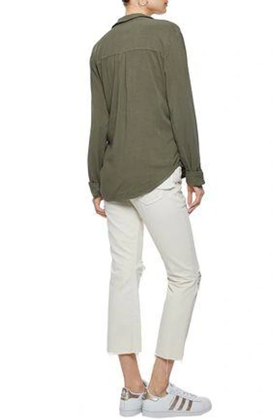 Shop Splendid Woman Crepe Shirt Army Green