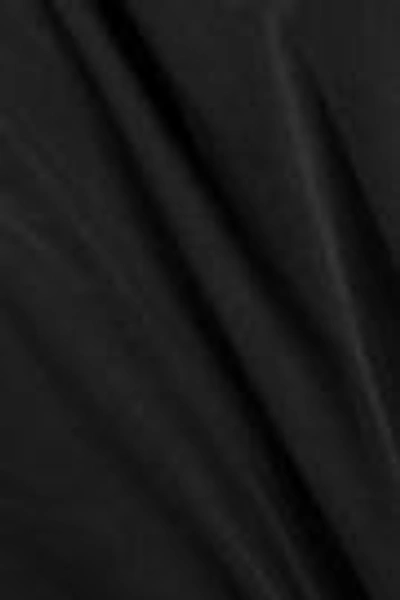 Shop Ganni Woman Grace Bardot Cropped Off-the-shoulder Floral-print Silk Top Black