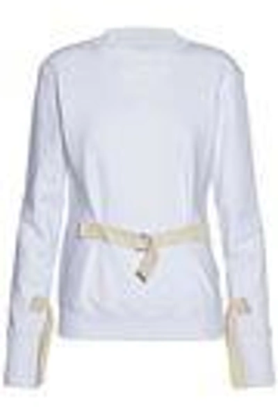 Shop Jw Anderson Woman Buckled Cotton-terry Sweatshirt White