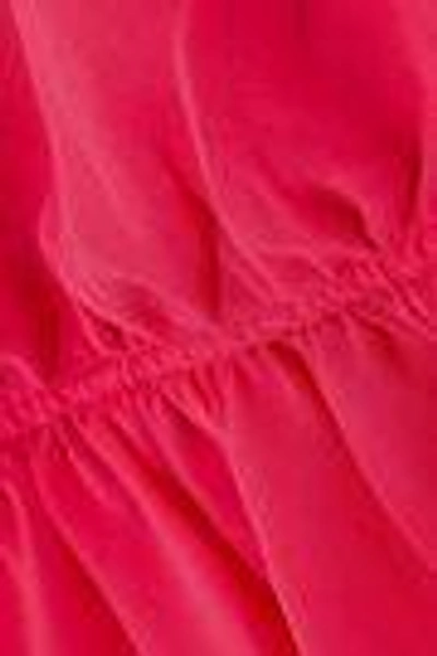 Shop Haute Hippie Woman Ruffle-trimmed Crepe De Chine Blouse Bright Pink