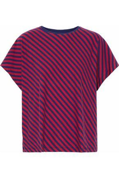 Shop Sleepy Jones Woman Striped Cotton-jersey Pajama Top Red