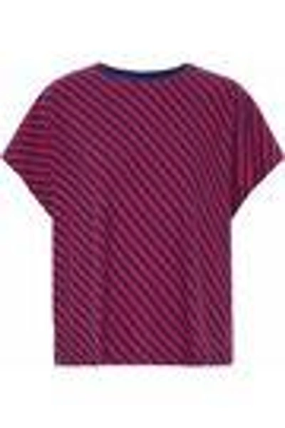 Shop Sleepy Jones Woman Striped Cotton-jersey Pajama Top Red