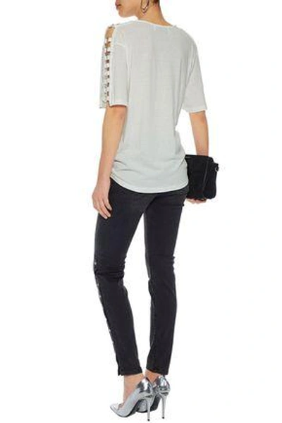 Shop Iro Ring-embellished Slub Stretch-jersey Top In White