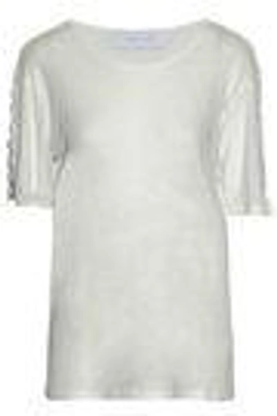 Shop Iro Ring-embellished Slub Stretch-jersey Top In White