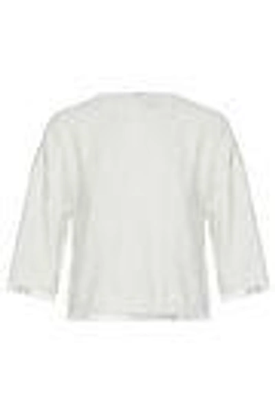 Shop Derek Lam 10 Crosby Fringe-trimmed Fil Coupé Crepe Top In Off-white