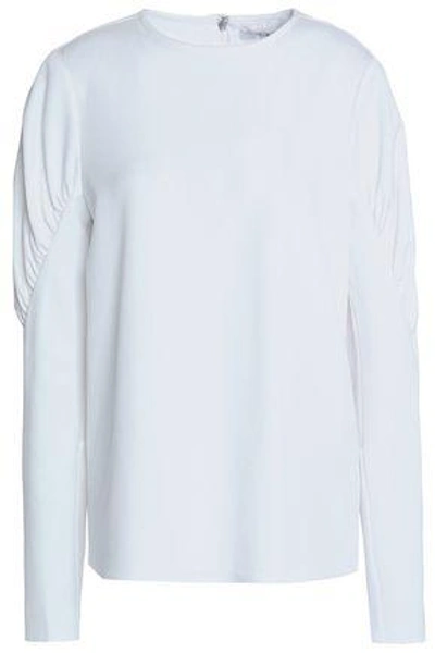 Shop Tibi Woman Gathered Stretch-knit Top Ivory