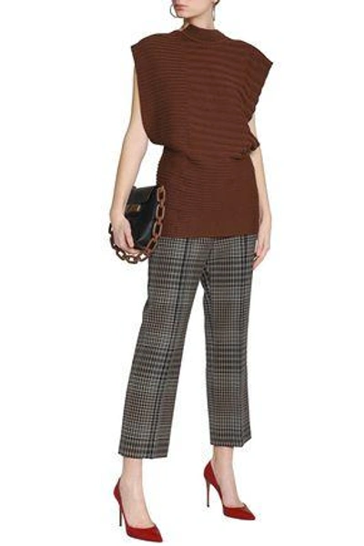 Shop Marni Woman Ribbed Cotton Top Brown