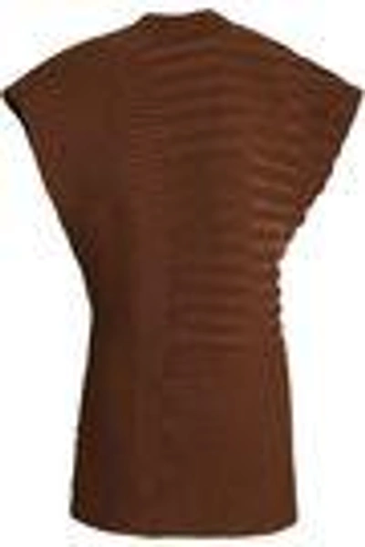 Shop Marni Woman Ribbed Cotton Top Brown