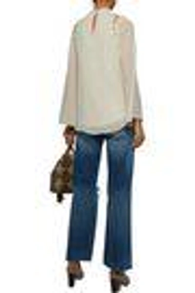 Shop Haute Hippie Woman Lace-up Silk Top Beige