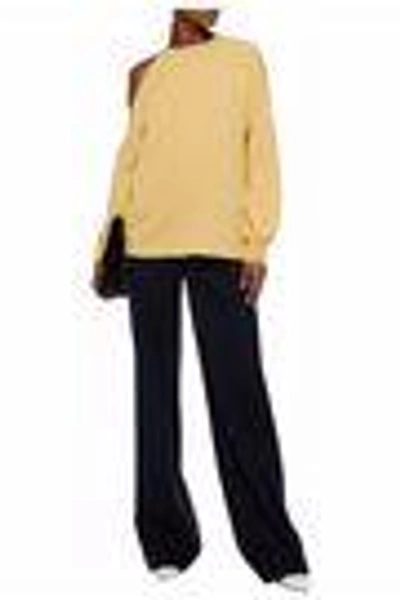 Shop Tibi Woman Asymmetric Cutout Crepe Top Pastel Yellow