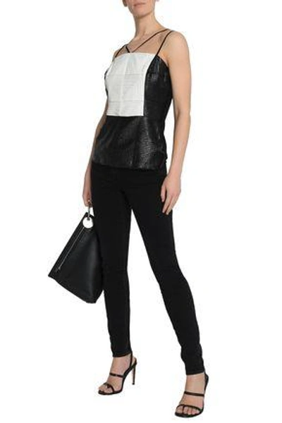 Shop Bailey44 Faux Leather And Jersey Top In White