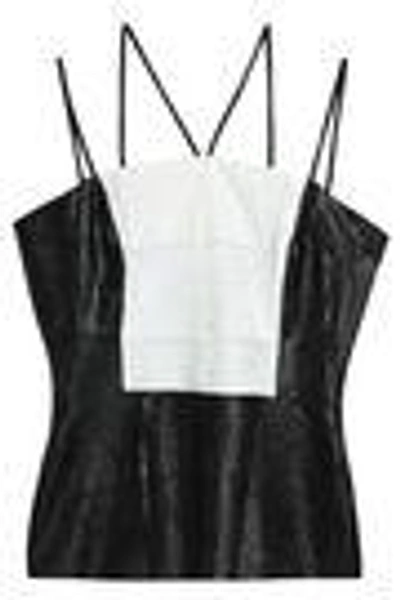 Shop Bailey44 Faux Leather And Jersey Top In White